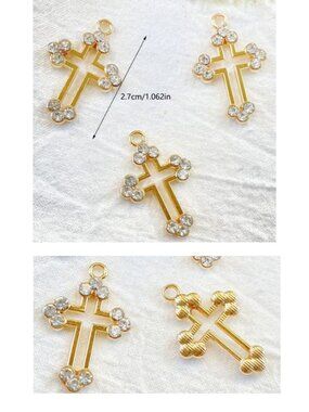 Gold-tone Rhinestone Cross Pendant  One Cross